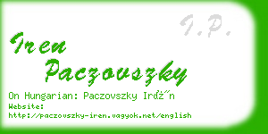 iren paczovszky business card